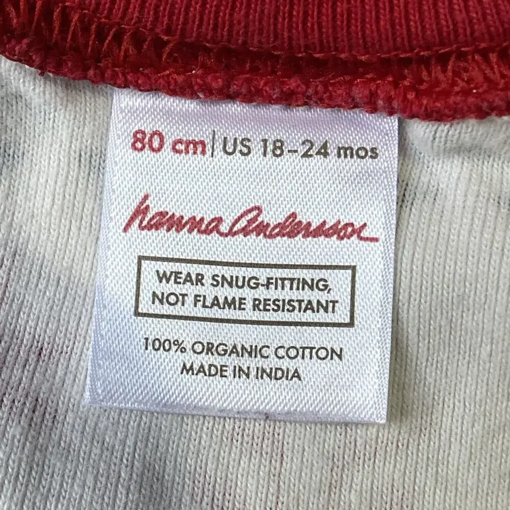 Hanna Andersson Pajamas Sz 18-24 mo White Red Zip Up Fair Isle Reindeer